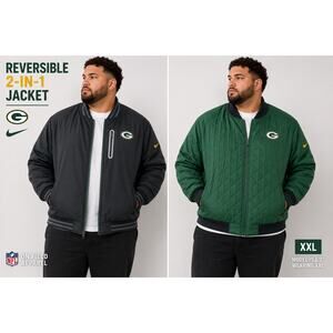 Nike Green Bay Packers Reversible Quilted Bomber Jacket XXL NFL